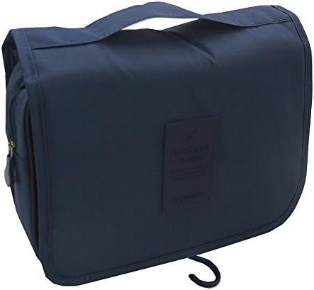 TooPhoto Bathroom Toiletery Grid Travel Makeup Jewelry Storage Organizer Bag Navy Blue