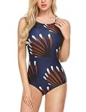 Pehie Womens One Piece High Neck Padded Bikini Monokini Back Lace Up Halter Swimsuits