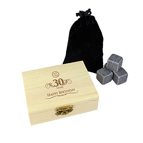 image for AMAVEL Whiskey Stones in Elegant Wooden Box - With Engraving for Whisk