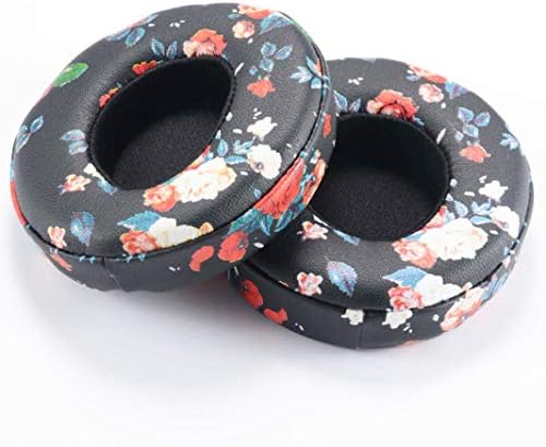 Miayaya Replacement Ear Pads Cushion For Beats Solo 2.0 Solo 3.0 Wireless Headphone Ear Cup Earmuffs Earpads Memory Foam (Black Flower)