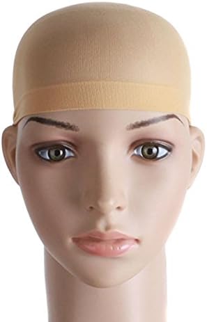 2 Pieces One Size Nylon Wig Cap (Neutral Beige Yellow)
