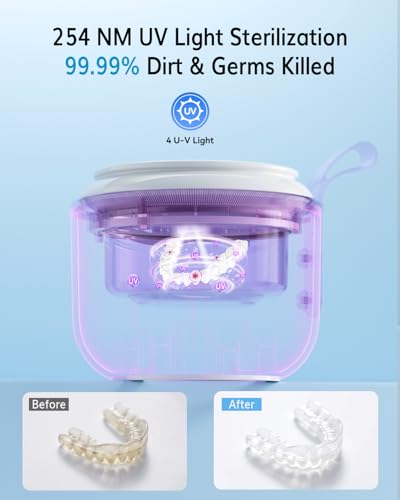 JeaTone Ultrasonic Retainer Cleaner, 48kHz Ultrasonic Cleaner Portable Cordless 200ML Retainer Cleaner | Dental Cleaning Pod for Deep Cleaning Night Guard, Tooth Splint, Braces, Mouth Guard, Jewelry