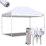 Eurmax 10x15 Ft Premium Ez Pop up Canopy Instant Canopies Shelter Outdoor Party Canopy Gazebo Commercial Grade with Roller Bag (White)