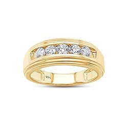 SAVEARTH DIAMONDS Men's Wedding Band Ring Round Lab