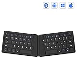 Folding Bluetooth Keyboard, Jelly Comb Ultra Slim Ergonomic Foldable Rechargeable Pocket Sized Mini BT Wireless Keyboard for iOS Android Windows Laptop Tablet Smartphone -Black