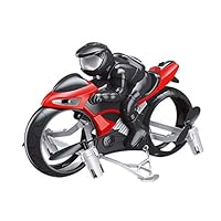 FlyKits Flying Motorcycle RC Drone - S73 2.4G 4CH 2 in 1 Land & Air Headless Remote Control Four-Axis Drone - Changed from a Drone to a Motorcycle - Kids Birthday Gift (Red)