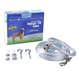 PUPTECK Reflective Dog Run Cable - 100 ft Heavy Weight Tie Out Cable with 10 Ft Runner for Dog up to 125lbs