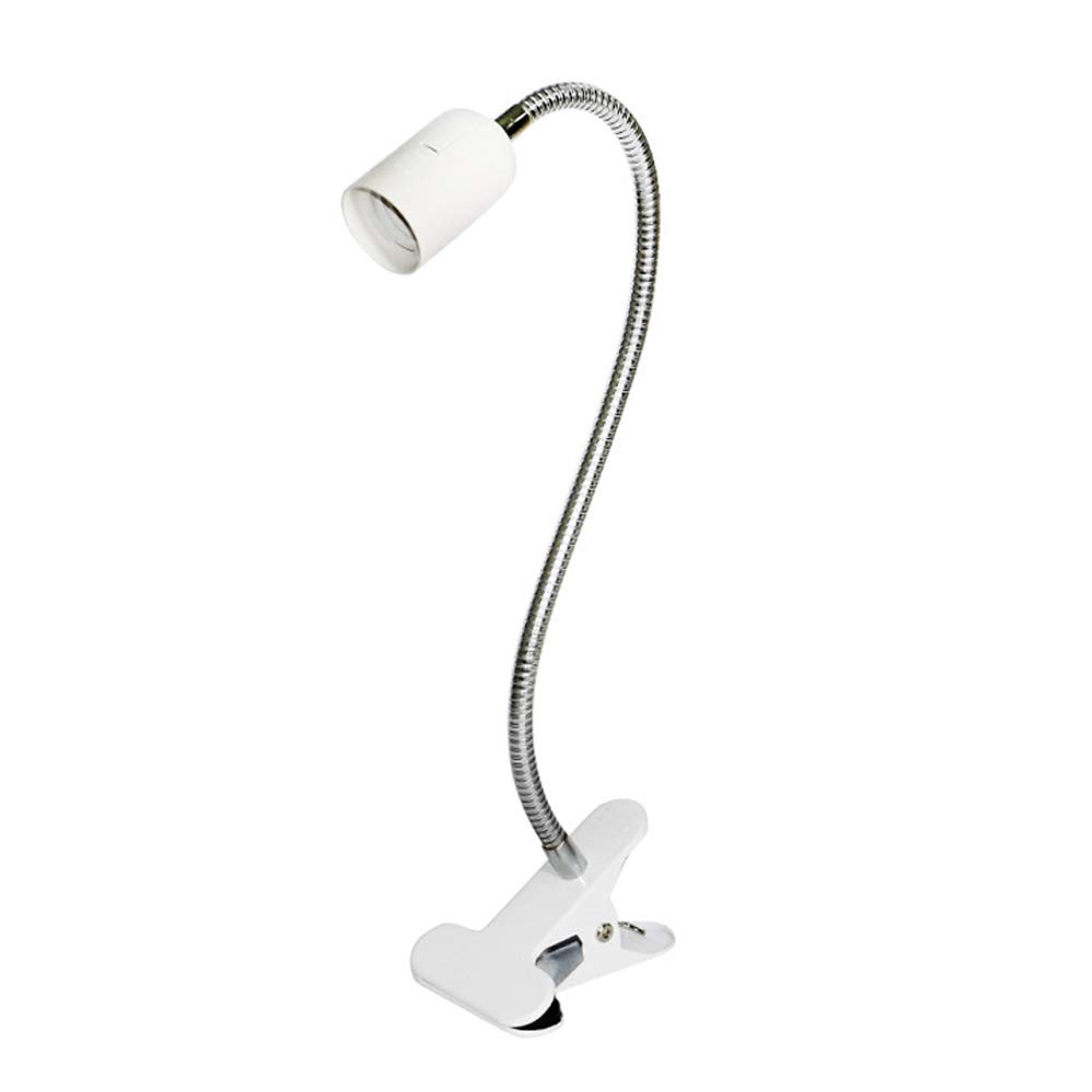 Akynite Clip on Light Bulb Holder E27 with Plug and Switch, Flexible Clamp Light with 1.25m Cable, E26 Lamp Holder Clamp Screw Fitting, Desk Lamp E27 Clip on Bed Lamp (White, No Bulb)