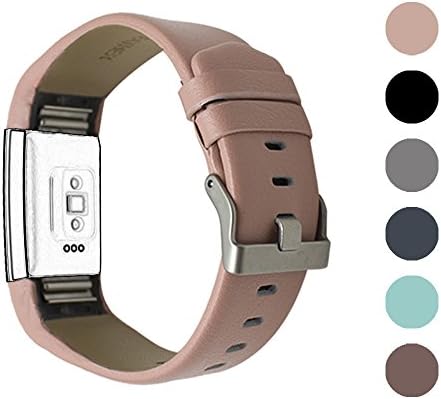 Fitbit Charge 2 Bands, AIWELL Genuine Leather Replacement Strap for Fitbit Charge 2 (Pink)