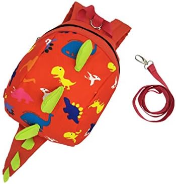 WOERKAZLD Kids Cute Cartoon Toddle Dinosaur Backpack with Safety Harness Leash for 1-3 Year old child (Red)