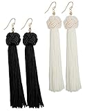 Jstyle 2 Pairs Dangle Earrings for Women Girls Drop Earrings Tassel Ball BW