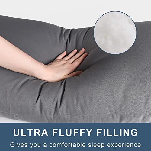 HIG Grey Supportive Full Body Pillow with Cover for Sleeping, Cuddly