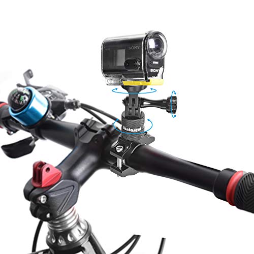 2in1 Aluminum Alloy Action Camera Bike Handlebar Mount Kit Motion Sports Camcorder BMX Motorcycle Bicycle Seatpost Pole Clamp Holder Compatible with GoPro Sony DJI OSMO Action DBPOWER Akaso Apeman YI