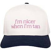 KATYDID I’m Nicer When I’m Tan Vintage Hat - Two-Toned Trucker Hat - Embroidered Vintage Baseball Cap for Women - Snapback