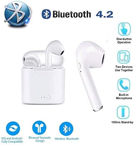 Wireless Earbuds Stereo & HD Mic Mini Headphones Bluetooth Headsets with Charging Case support Most of Bluetooth Devieces such as XR X 8 8plus 7 7plus 6 6plus Samsung Galaxy S9 S8 HuaWei (white)