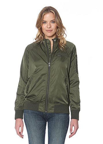 Members Only Women's Iconic Boyfriend Jacket with Satin Finish, Dark Green, Medium