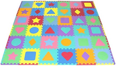 Prosource Kids Foam Puzzle Floor Play Mat With Shapes Colors 36