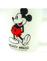 Kitchen: Walt Disney Productions Mickey Mouse White Pedestal Mug Vintage White Milk Glass Indented Handle - Disney