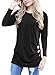 ROSKIKI Women's Button Ruched Pullover T Shirt Blouse Long Sleeve Tunic Tops
