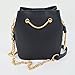 LABANCA Cactus Embroidery Shoulder Bag with Drawstring Chain Mini Bucket Bag PU Leather Crossbody Bag Black for Women Girls