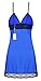 Ekouaer Women's Sexy Baby Doll Satin Chemises Slip Sleepwear, Blue, M=US (8,10)