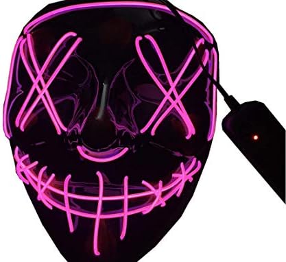 SHISI Halloween Mask LED Light up Purge Mask for Festival Cosplay Halloween Costume (Pink)