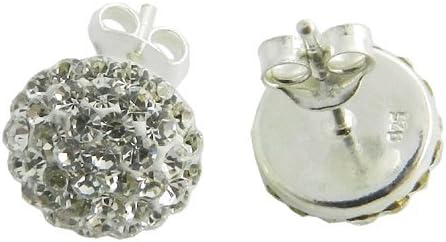 925 12MM Silver White Crystal Stud Earring Jewelry