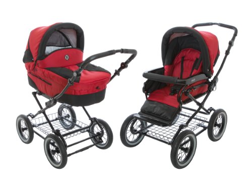 Roan Rocco Classic Pram Stroller 2-in-1 with Bassinet and Seat Unit 6 (Six) Colors - Red