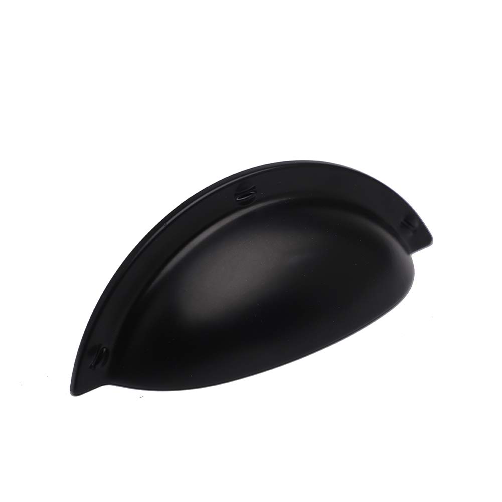 Cabinet Handles 2-1/2'' Inch Bin Cup Drawer Pulls - 10 Pack of Cabinet Hardware (Flat Black)