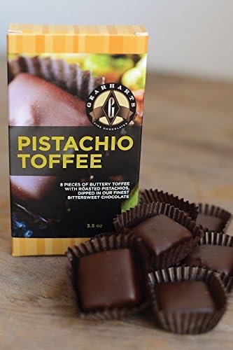Gearharts Fine Chocolates, Pistachio Toffee Dark Chocolate Dipped, 3.5 oz