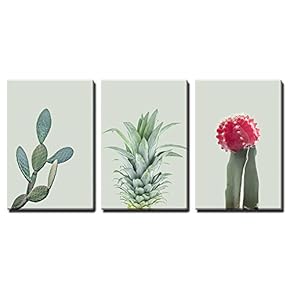 Retro Style Cactus and Pineapple x3 Panels