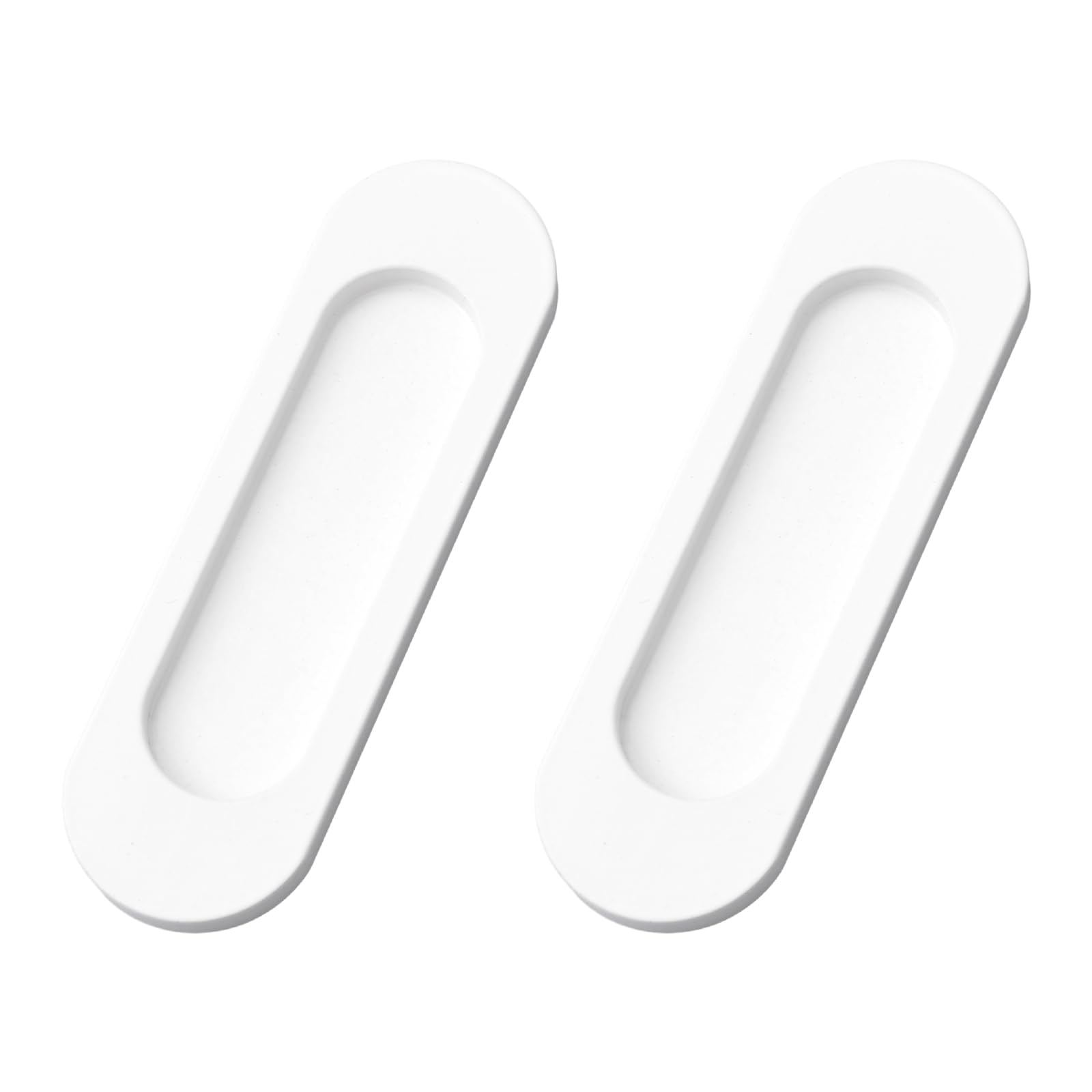 MOROBOR Self-Stick Oval Sliding Door Pulls, 2pcs Aluminum Alloy Hidden Recessed Pull Handle for Sliding Barn Door, Closet,Cabinet,Drawers (White, 100mm)