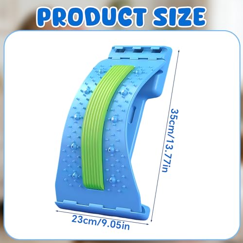 Blue Back Stretcher - Adjustable Lumbar Tool - Back Extender - Daily Stretching Board for Posture and Relaxation - Suitable for Yoga and Fitness | Tavoletta per stretching quotidiano, supporto per postura e rilassamento, adatto a yoga e fitness
