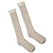 RRiody 4 Pairs Women Crochet Lace Trim Cotton Knit Footed Leg Boot Knee High Stocking (4 pairs)