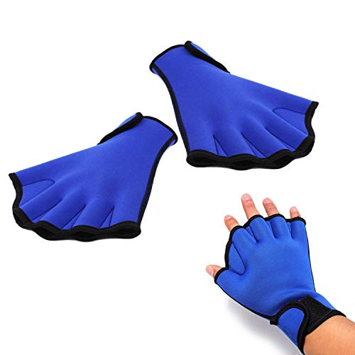 SUNTRADE Aquatic Gloves for Helping Upper Body Resistance,Water Resistance Fins Hand Glove Training Fingerless Webbed Flippers Paddle Swim Gloves (L)