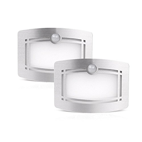 Motion Sensing Closet Lights, OxyLED Wall Light, Luxury Aluminum Stick-on Anywhere Wall Lamp, Indoor Security Light for Stair/Kitchen/Bathroom/Laundry Room/Hallway/Closet (2 Pack,Battery Operated)