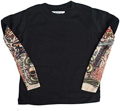 TotTude Baby Boys' Chopper Tattoo Sleeve T Shirt 12 Months Black