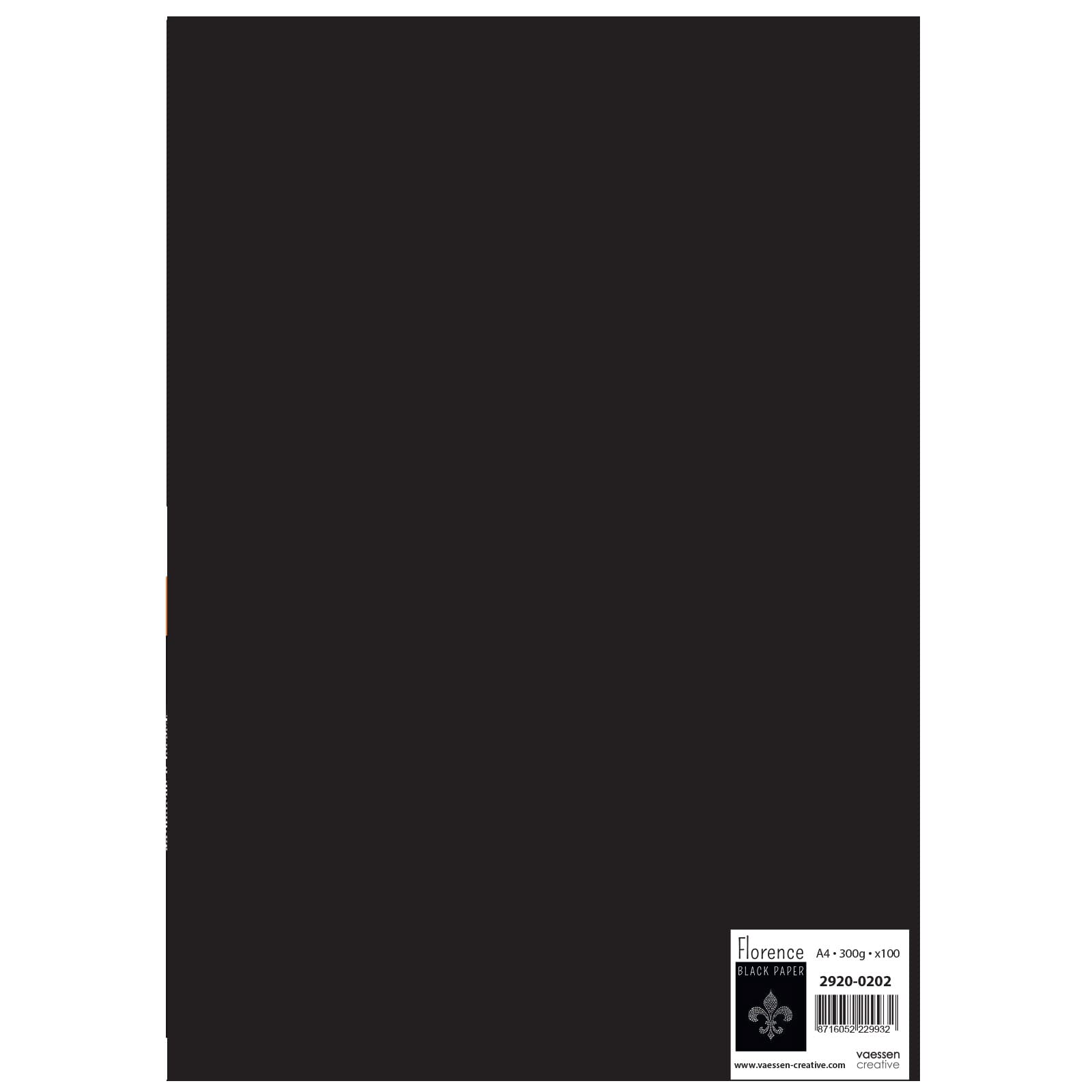 Florence Cardstock Smooth - Coloured Card Making Supplies A4 - Black - 100 Sheets - Coloured Paper for Scrapbooking, Card Making and Other Paper Crafts - 300 GSM
