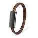 Auzev Charging Bracelets Cable Data Charger Cord Fashion Double Braided Leather Wrist Line (Brown M（7.2