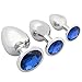 3 Pcs 3 Size Stainless Steel Jeweled Anal Butt Plugs, Hmxpls Anal Trainer Toys Sex Love Games Personal Massager for Women Men Couples Lover Masturbation Jewelry Design SM Stimulation Toy, 11 Oz(Blue)