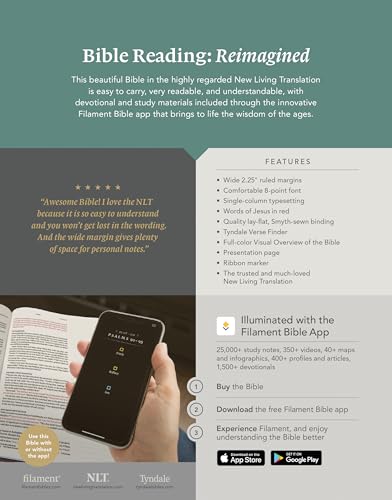 NLT Wide Margin Bible, Filament Enabled (LeatherLike, Dark Brown Palm, Red Letter) NLT Wide Margin Bible, Filament Enabled (LeatherLike, Dark Brown Palm, Red Letter) Imitation Leather