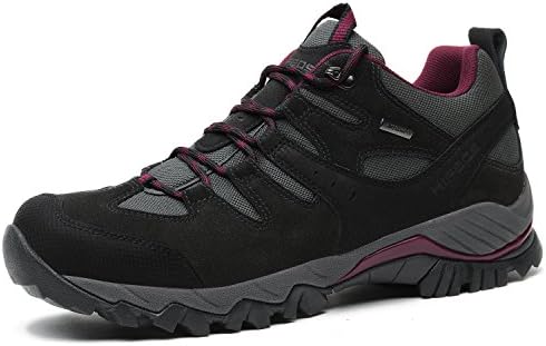 HIFEOS Hiking Boots for Mens Womens Unisex Suede Leather Outdoor Waterproof Backpacking Shoes Black 11 D(M) US