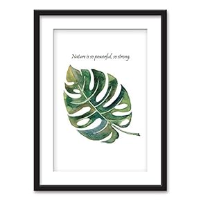 Framed Tropical Plant Leaf Black Picture Frames White Matting