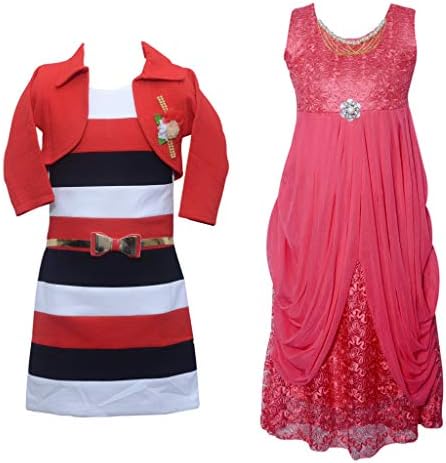 Sky Heights Combo Dress for Girls