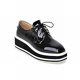 Carolbar Women's Fashion Lace up Popular Patent Leather Platform Wedge Heel Oxfords Shoes