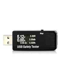 Musou USB seguridad Tester, USB Digital medidor de potencia Tester Multímetro de corriente y voltaje Monitor DC 5.1 un amplificador de 30 V Voltaje medidor de potencia, velocidad de cargadores, cables de prueba, Capacidad de Power Banks, color negro