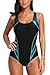 BeautyIn Women's Pro One Piece Athletic Bathing Suit Color Block Swimsuit, Green, Large