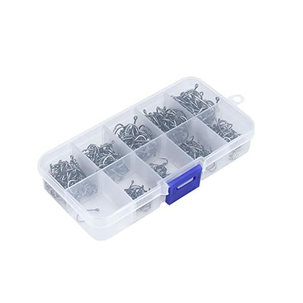 Fodlon 500PCS Angelhaken, 3# -12# Widerhaken Angelhaken, Kohlenstoffstahl Augen Angeln Haken, Karpfenkreishaken mit Aufbewahrungsbox fÃ¼r SÃ¼Ãwasser-Salzwasserfisch-Trackle – Bild 6