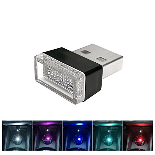 Rumfo 2Pcs Car USB Atmosphere Light, Mini USB Led Car Interior Ambient Lighting Decoration Night Light Automotive Decorative Led Lamp with USB Charging for All Cars Vehicle SUV Truck (Red) - Thumbnail 7