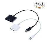 2 Pack of 8 pin Lightning to 30 pin Charge & Sync Cable Adapter Converter for Apple iPhone 6/6 Plus/5s/5c/5/4s/4/3/3G ,iPad and iPod (black and white)
